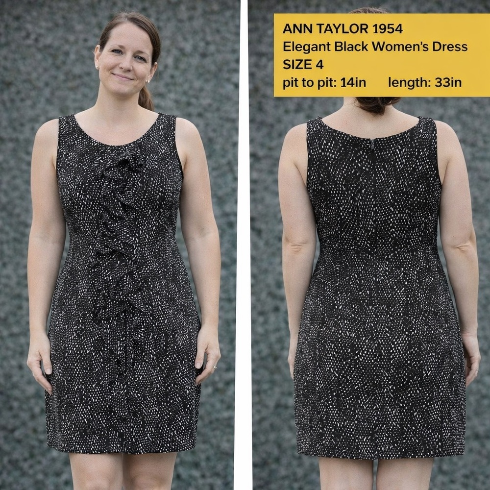 Ann Taylor 1954 Elegant Black Women's Dress size 4 pit to pit 14in length 33in
